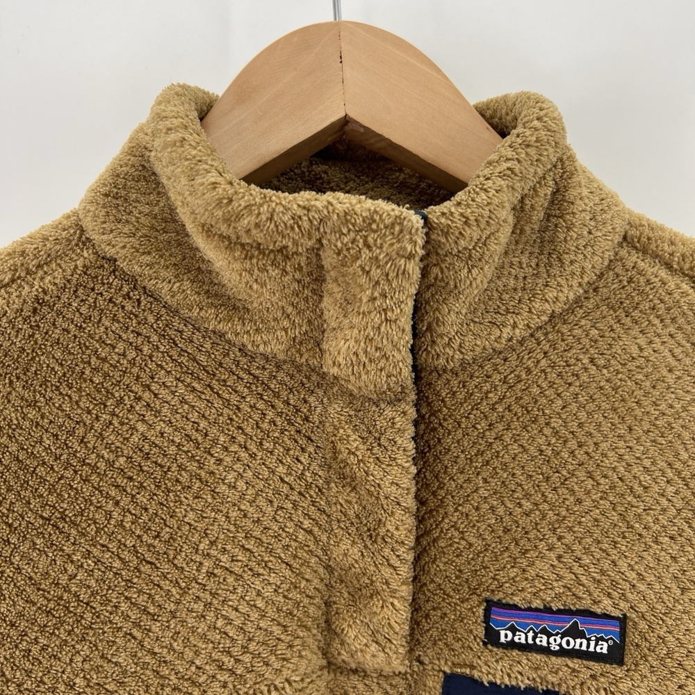 Patagonia Fleece Women Small Tan Camel Re-Tool Snap T Polartec Granola Hiking - Picture 2 of 10
